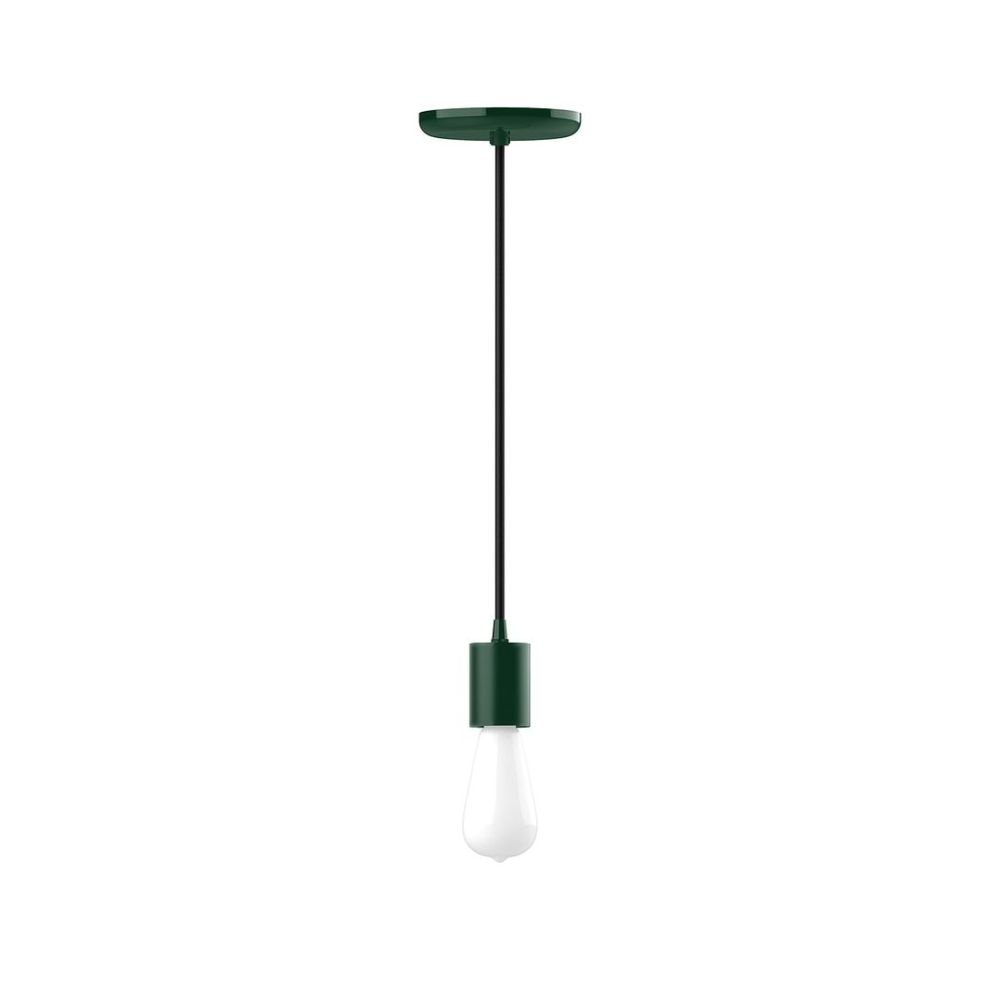Montclair Lightworks PEB012-42 Vintage, Style C, Medium base, with black cord and canopy, Forest Green
